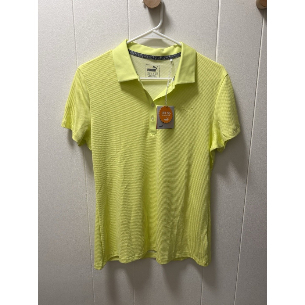 NEW Puma Women's Jacquard Polo UPF50 Sunny Lime Large NWT Golf Tennis Casual